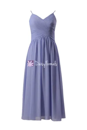 Light Lilac Floor Length Chiffon Dress V-Neck Periwinkle Beach Party Dress W/Straps(BM8515L)