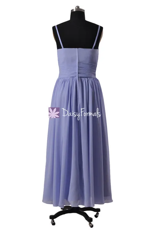 Light Lilac Floor Length Chiffon Dress V-Neck Periwinkle Beach Party Dress W/Straps(BM8515L)