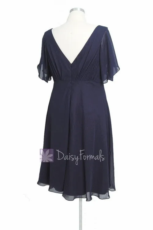 Light Medium Robin Egg blue Retro Style Party Dress W/Flutter Sleeves (BM526T)