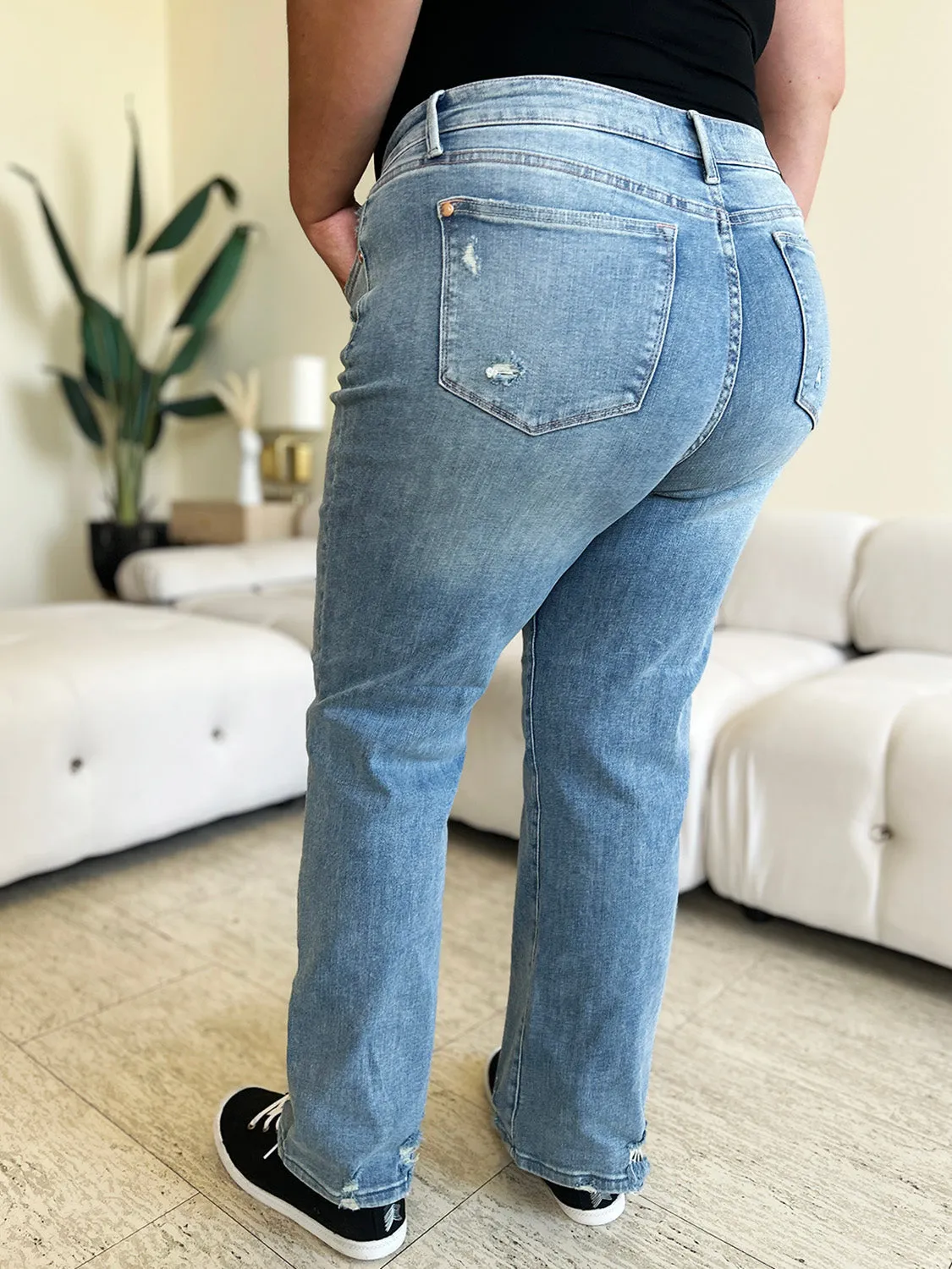 Luke Judy Blue Full Size High Waist Distressed Straight Jeans
