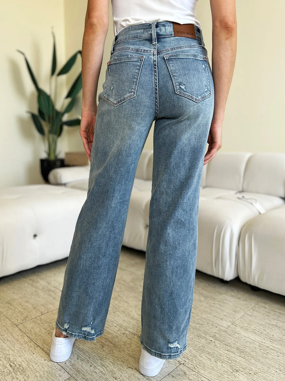 Luke Judy Blue Full Size High Waist Distressed Straight Jeans