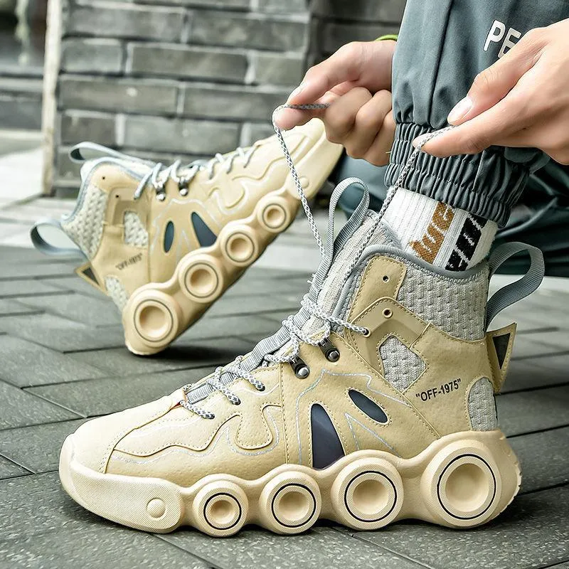 Men's Spring and Autumn High-top Shoes Thick-soled Sports Casual Trendy Shoes Korean Version of All-match Student Cheap Shoes