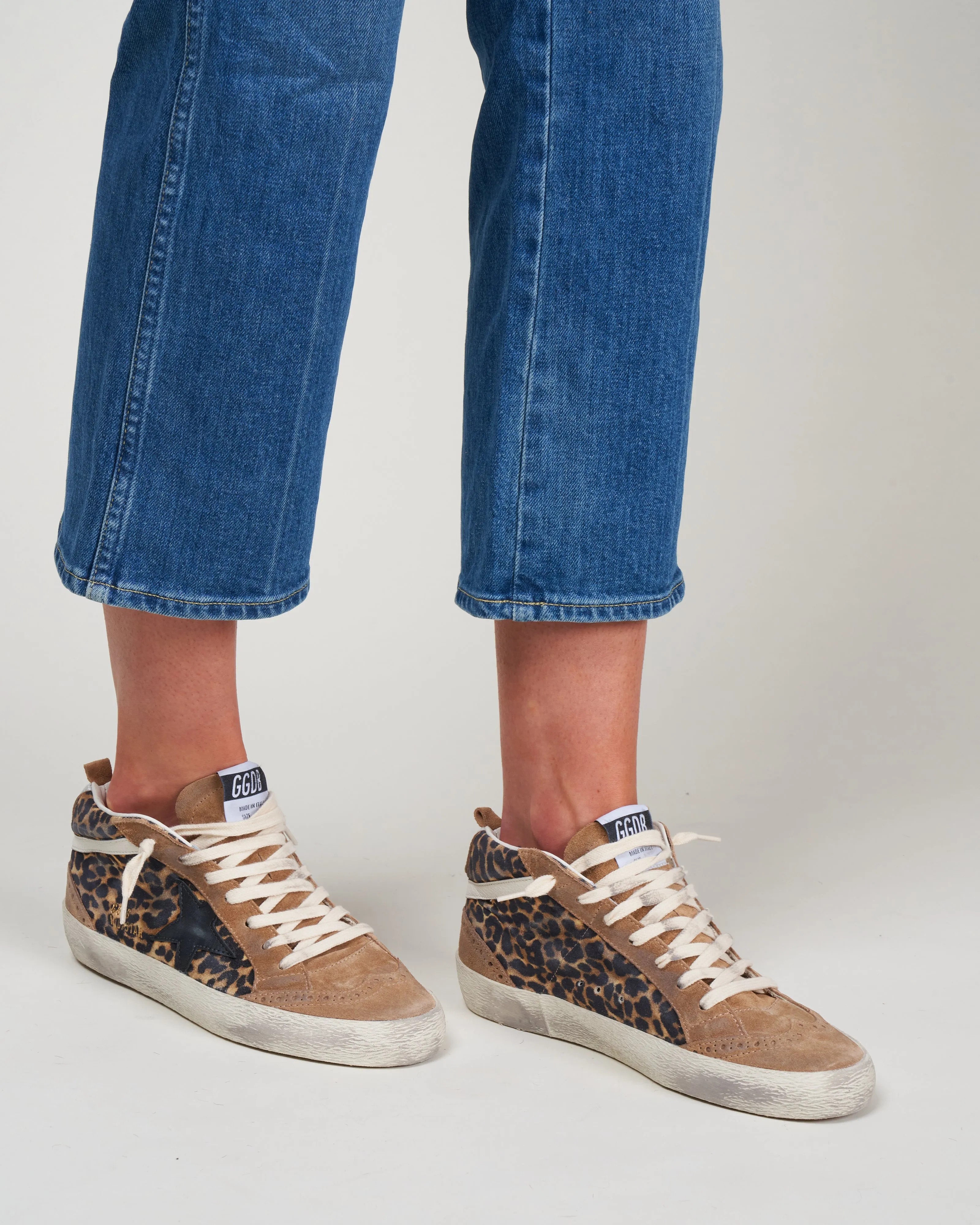 mid star leo golden star printed suede - beige brown leo/tobacco/black/white/silver