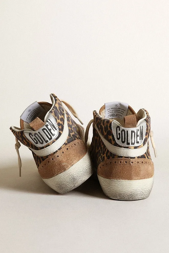 mid star leo golden star printed suede - beige brown leo/tobacco/black/white/silver