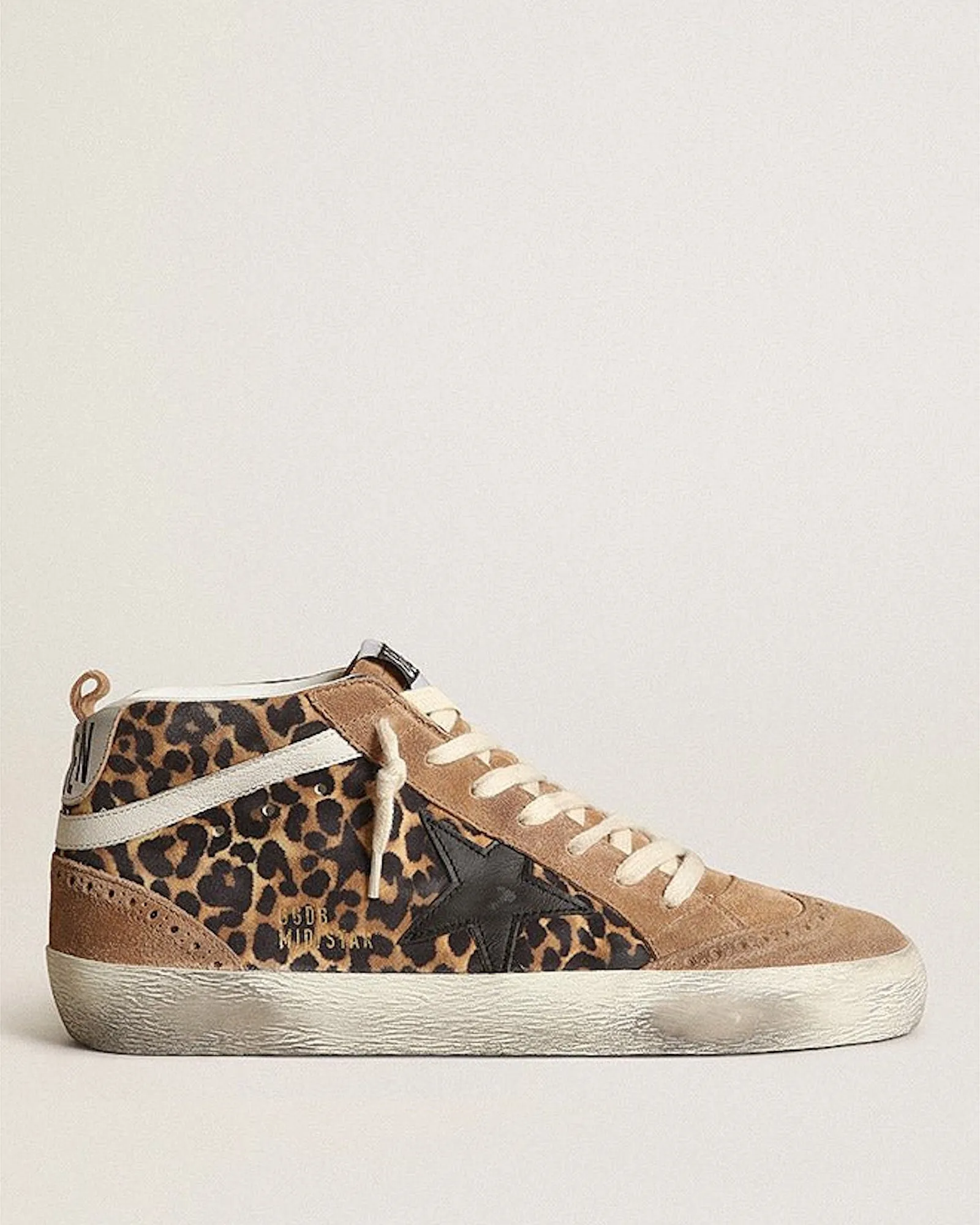 mid star leo golden star printed suede - beige brown leo/tobacco/black/white/silver