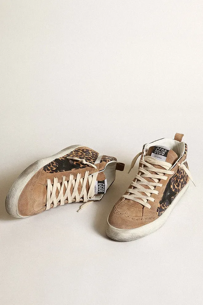 mid star leo golden star printed suede - beige brown leo/tobacco/black/white/silver