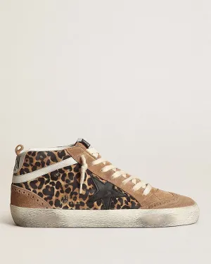 mid star leo golden star printed suede - beige brown leo/tobacco/black/white/silver