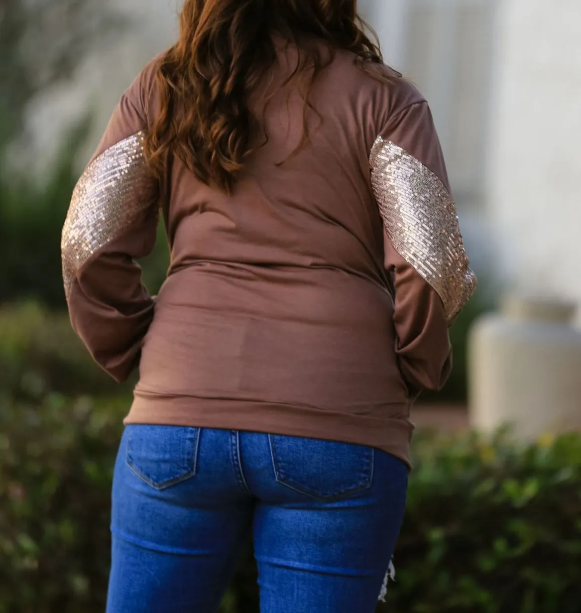 Mommy & Me Matching Sequin Stitching Long-Sleeve Top
