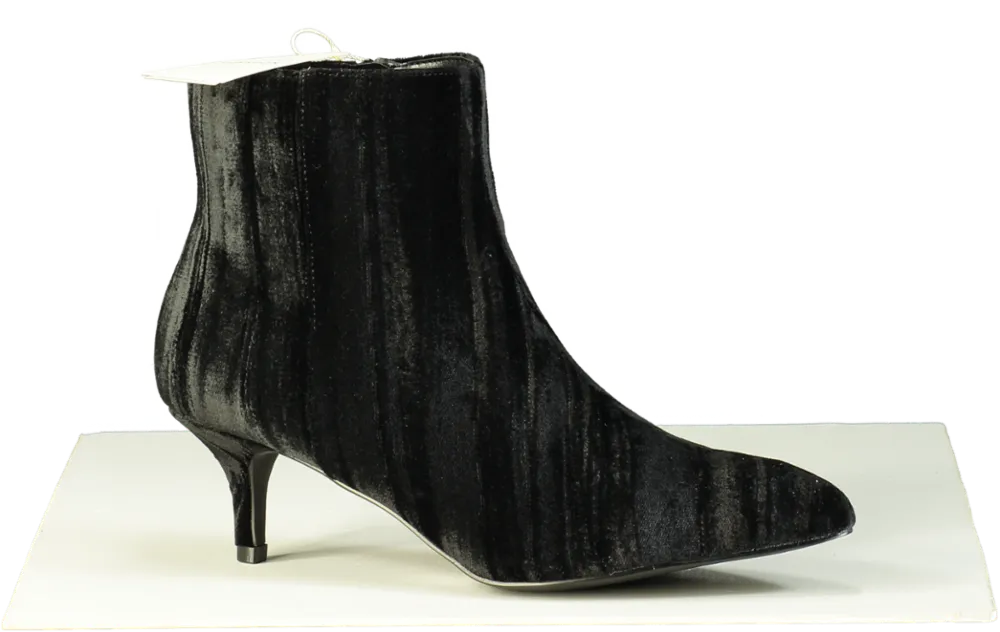 Monsoon Black Mila Velvet Kitten Heel Boots UK 7 EU 40 👠