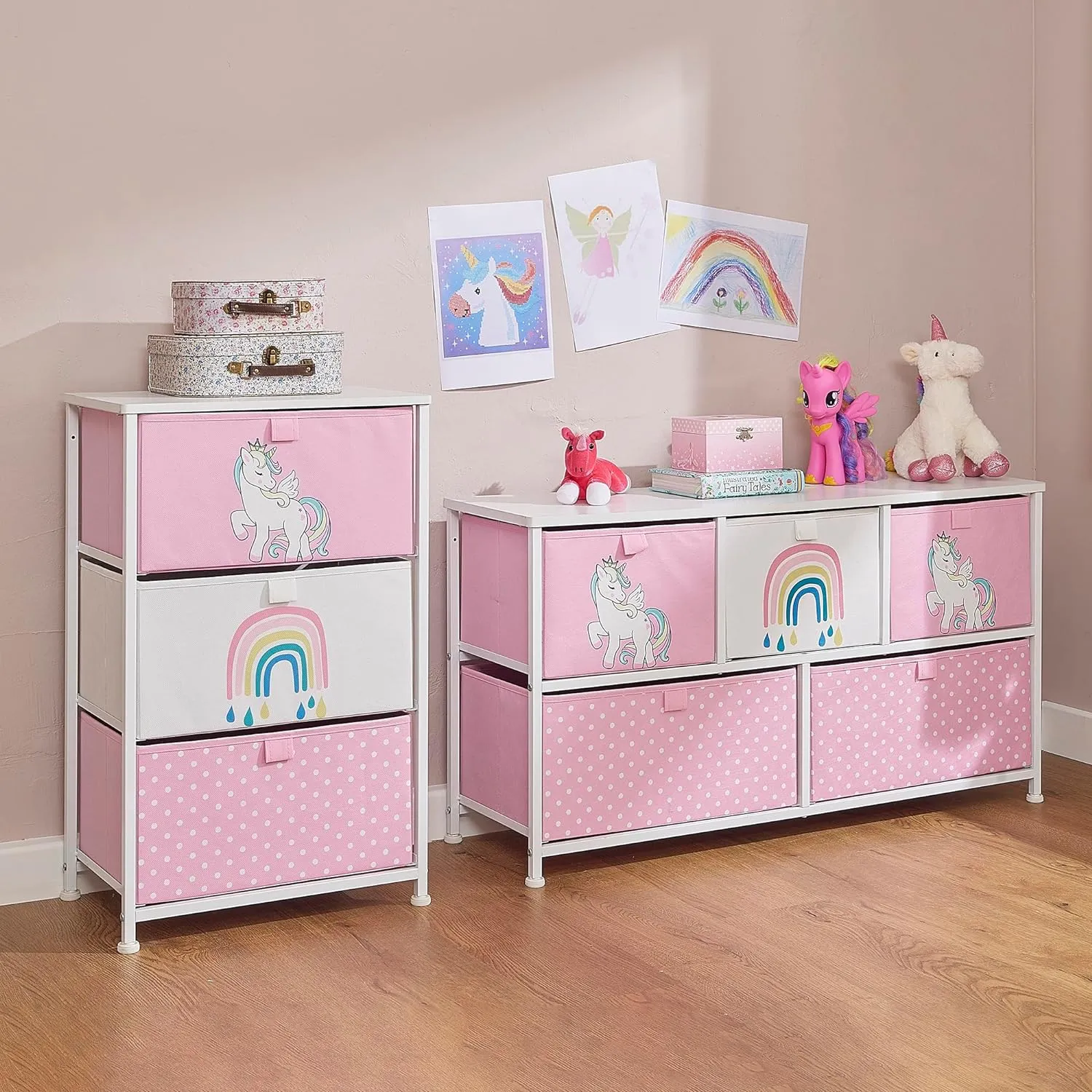 Montessori Unicorn Large Toy Storage with Drawers | 1m Wide x 55cm High | 2 years 