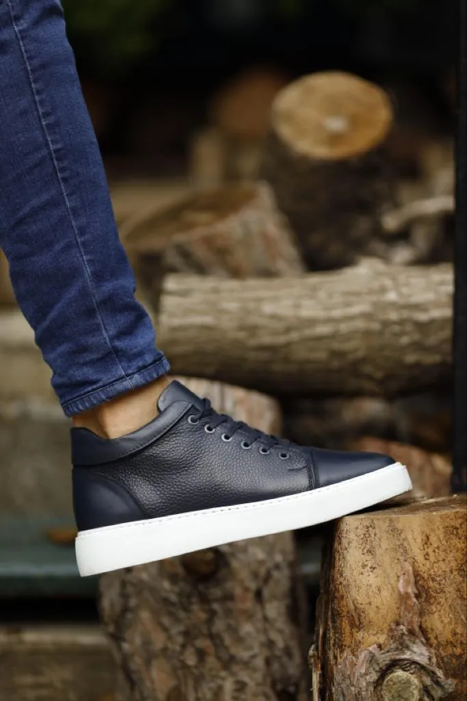 Navy Blue High Top Sneakers
