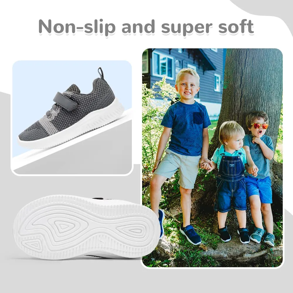 nerteo Toddler Shoes Boys Kids Running Sneakers | Breathable, Lightweight. Machin Washable Dark Grey 8 M US Toddler