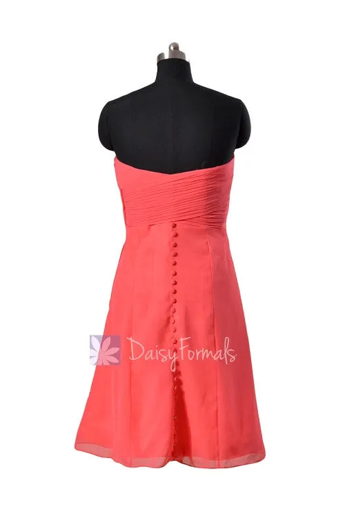 New Short Sweetheart Chiffon Bridesmaid Dress Cherry A-line Party Dress(BM8470)