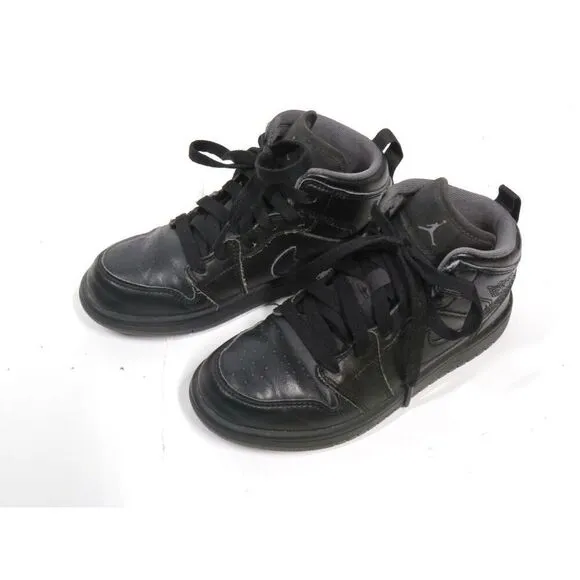 Nike Air Jordan 1 Mid Triple Black Sneakers Toddlers Boys Size 13C