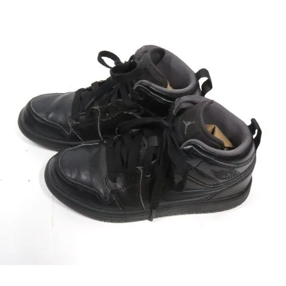 Nike Air Jordan 1 Mid Triple Black Sneakers Toddlers Boys Size 13C