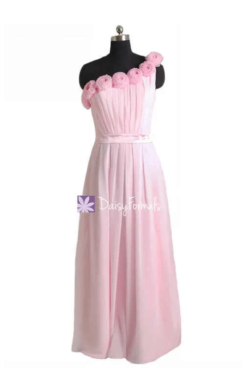 Orange Chiffon Evening Dress One Shoulder Bridesmaids Dress Long (BM239L)