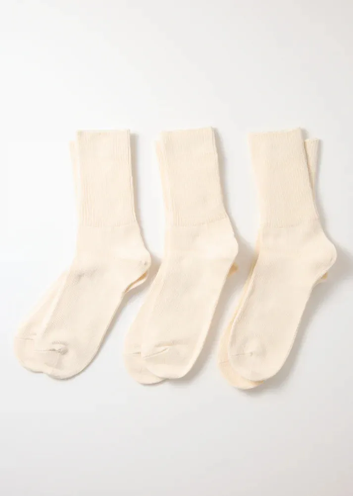 Organic Daily 3-Pack Ribbed Crew Socks - Ivory