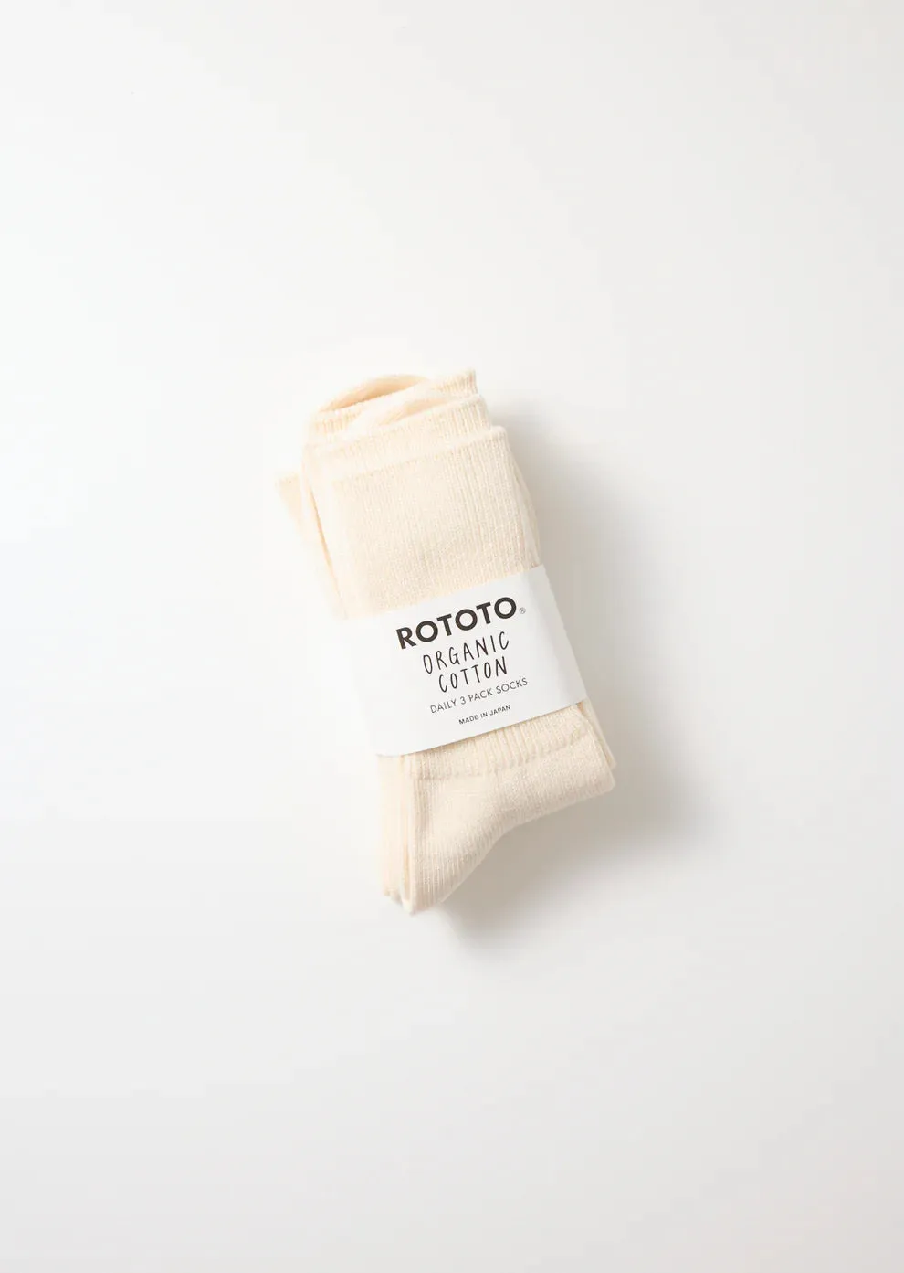 Organic Daily 3-Pack Ribbed Crew Socks - Ivory