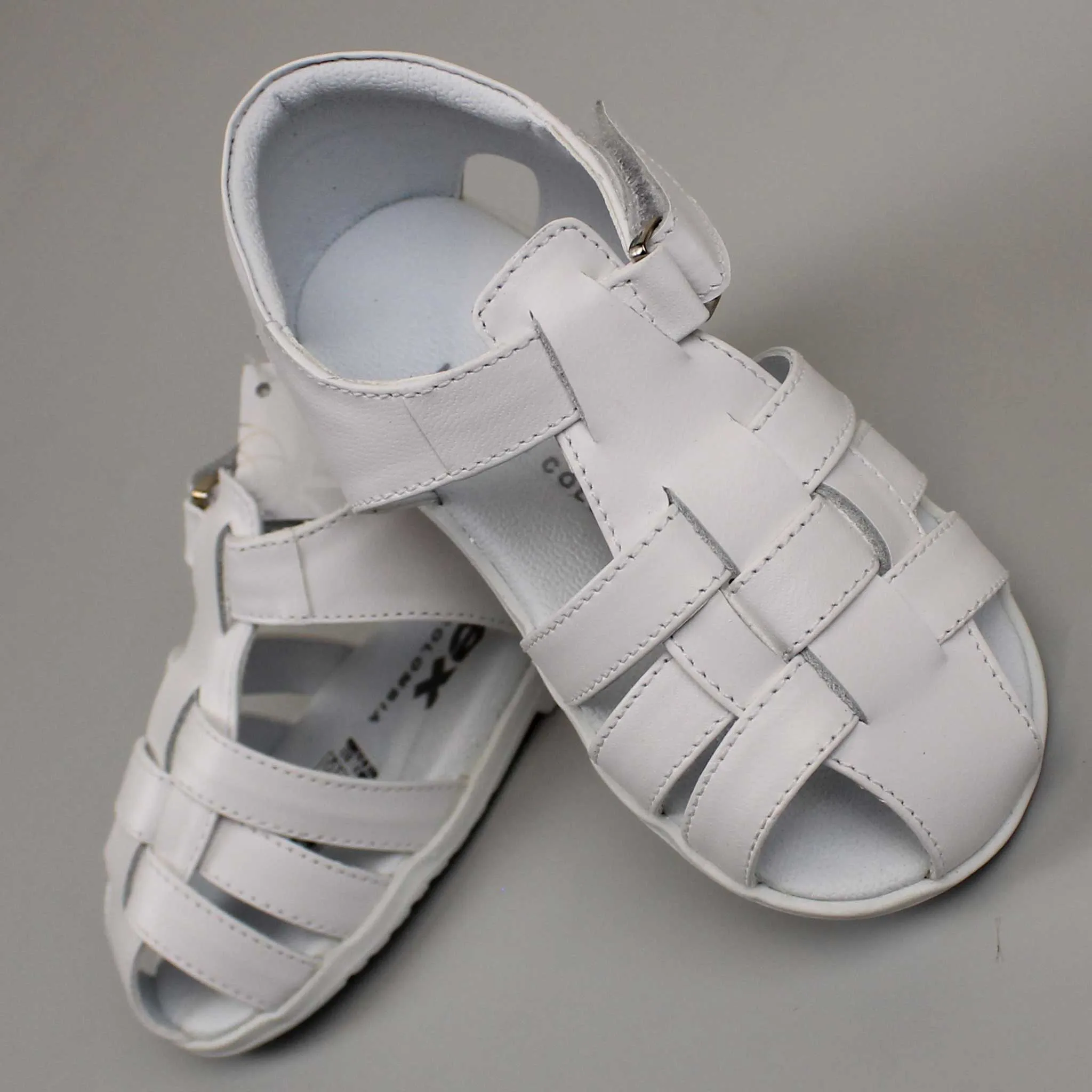 Pex Harris First Walker Sandals - Hard Sole White Leather