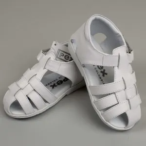 Pex Harris First Walker Sandals - Hard Sole White Leather