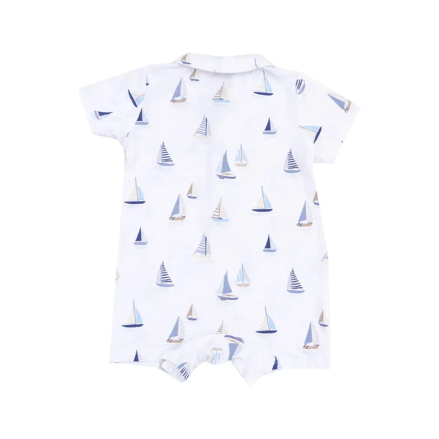POLO SHORTIE - Sailboats Blue
