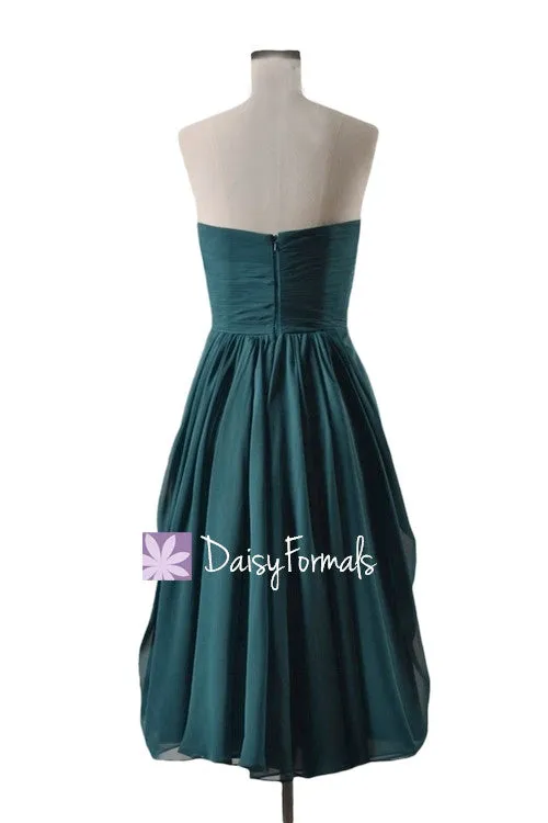 Rich Peacock Bridesmaid Dress Teal Bridal Party Dress (BM10825S)