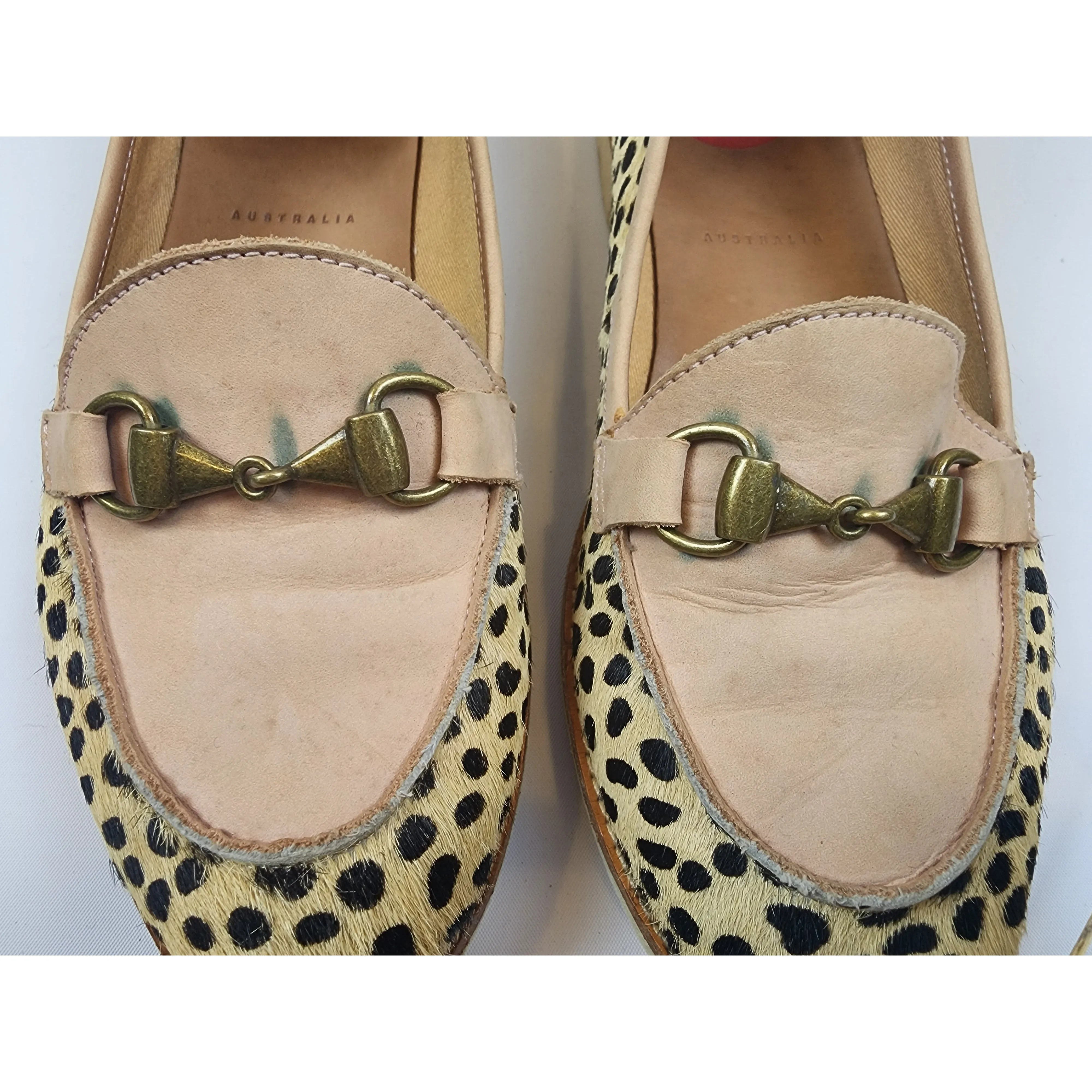 Rollie pony hair cheetah print loafer with beige trim size 37
