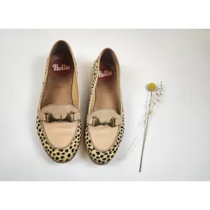 Rollie pony hair cheetah print loafer with beige trim size 37