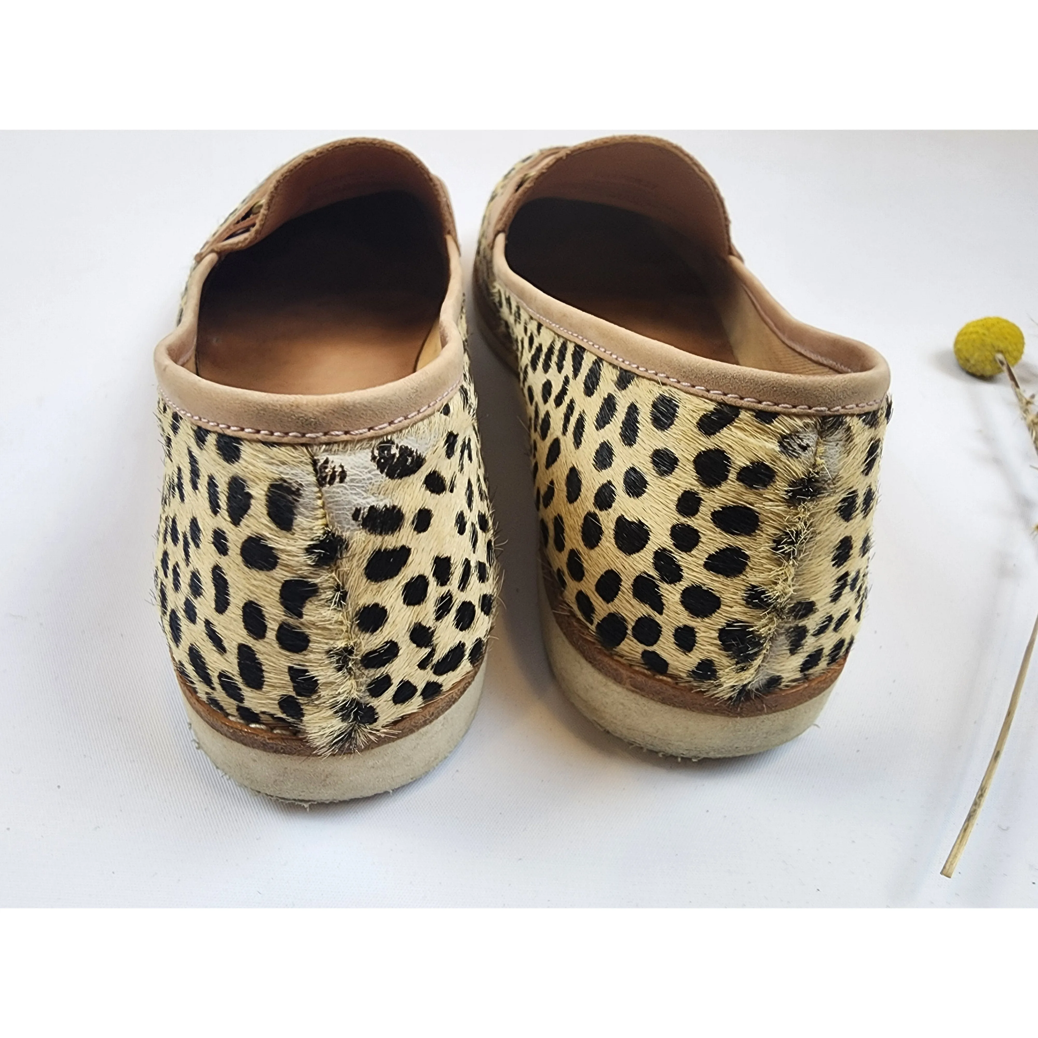 Rollie pony hair cheetah print loafer with beige trim size 37