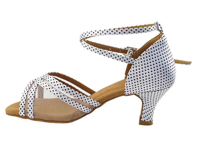 S9204 256 White Black Dots Satin_White Mesh
