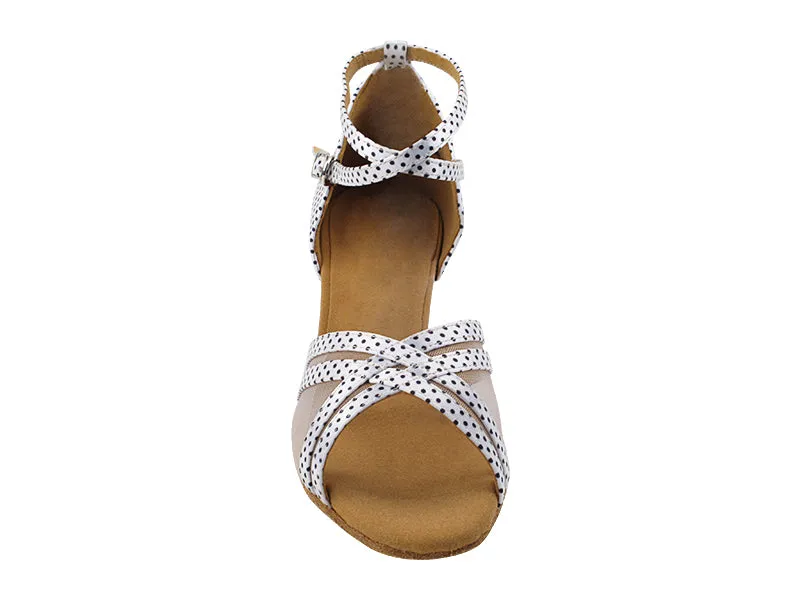 S9204 256 White Black Dots Satin_White Mesh