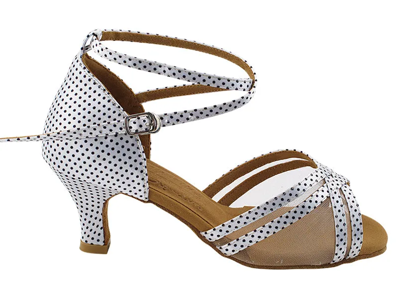 S9204 256 White Black Dots Satin_White Mesh