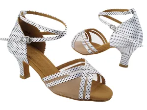 S9204 256 White Black Dots Satin_White Mesh