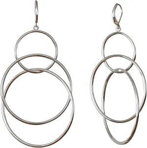 Silver Dangle Hoop Earrings for Women