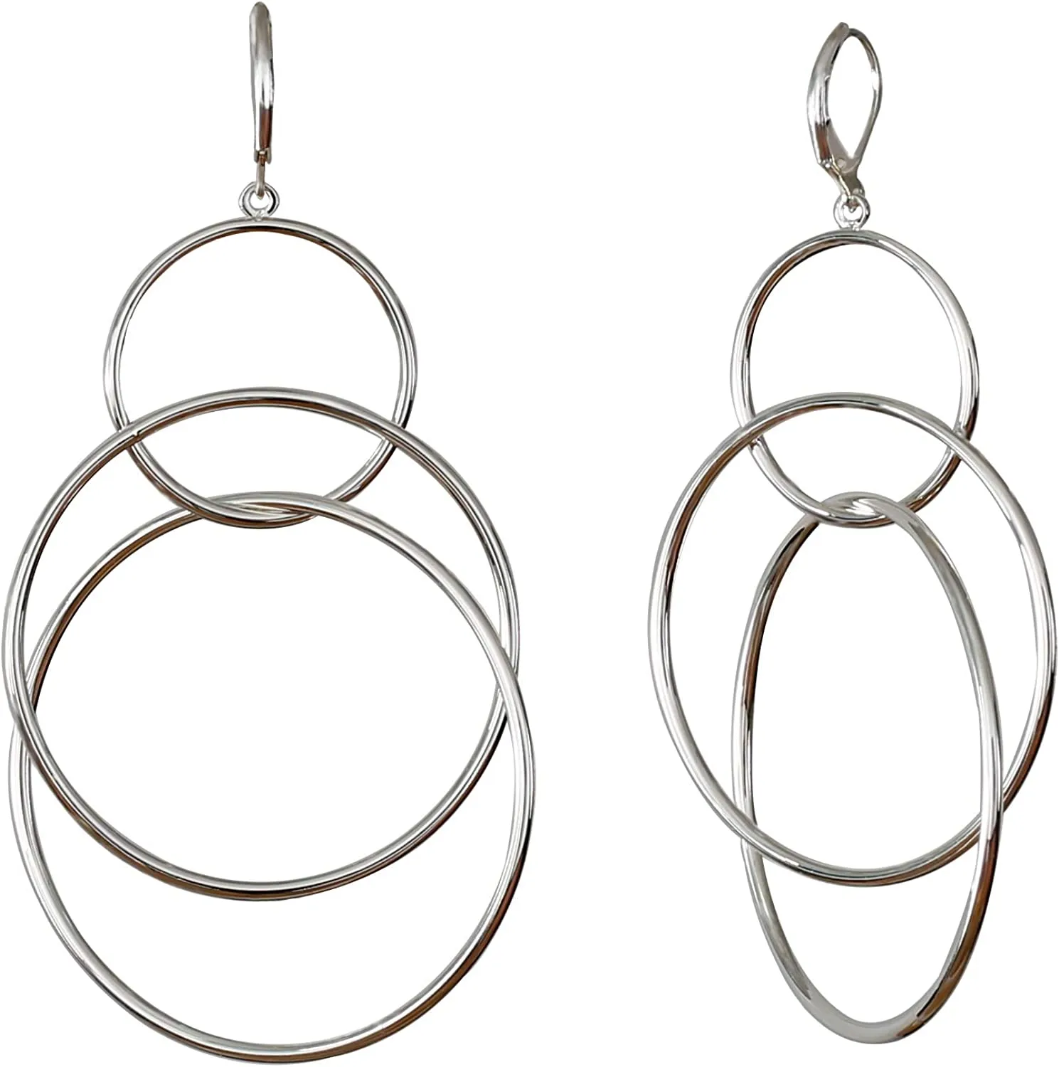 Silver Dangle Hoop Earrings for Women