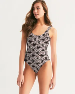 SMF Pink Leaf Geo Feminine One-Piece Swimsuit