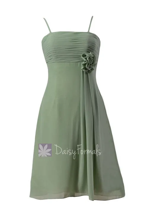 Soft Green Chiffon Bridesmaid Dress Short Xanadu Green Bridal Party Dress (BM2222)