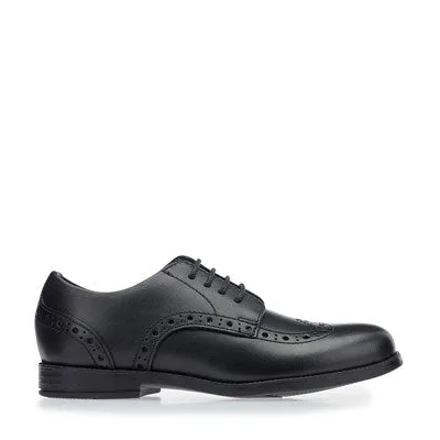 Start Rite Brogue - Black Leather Lace-up School Shoes