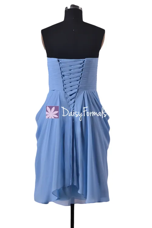 Strapless Lavender Chiffon Party Dress Junior Formal Dress Bridesmaids Dress (BM332)