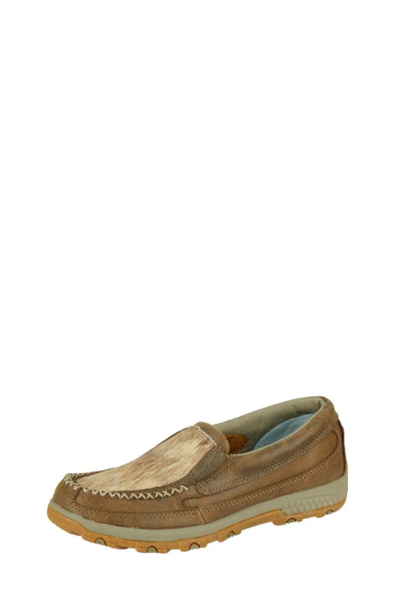 Twisted X Mocs Womens Cell-Stretch Brown Fur Look