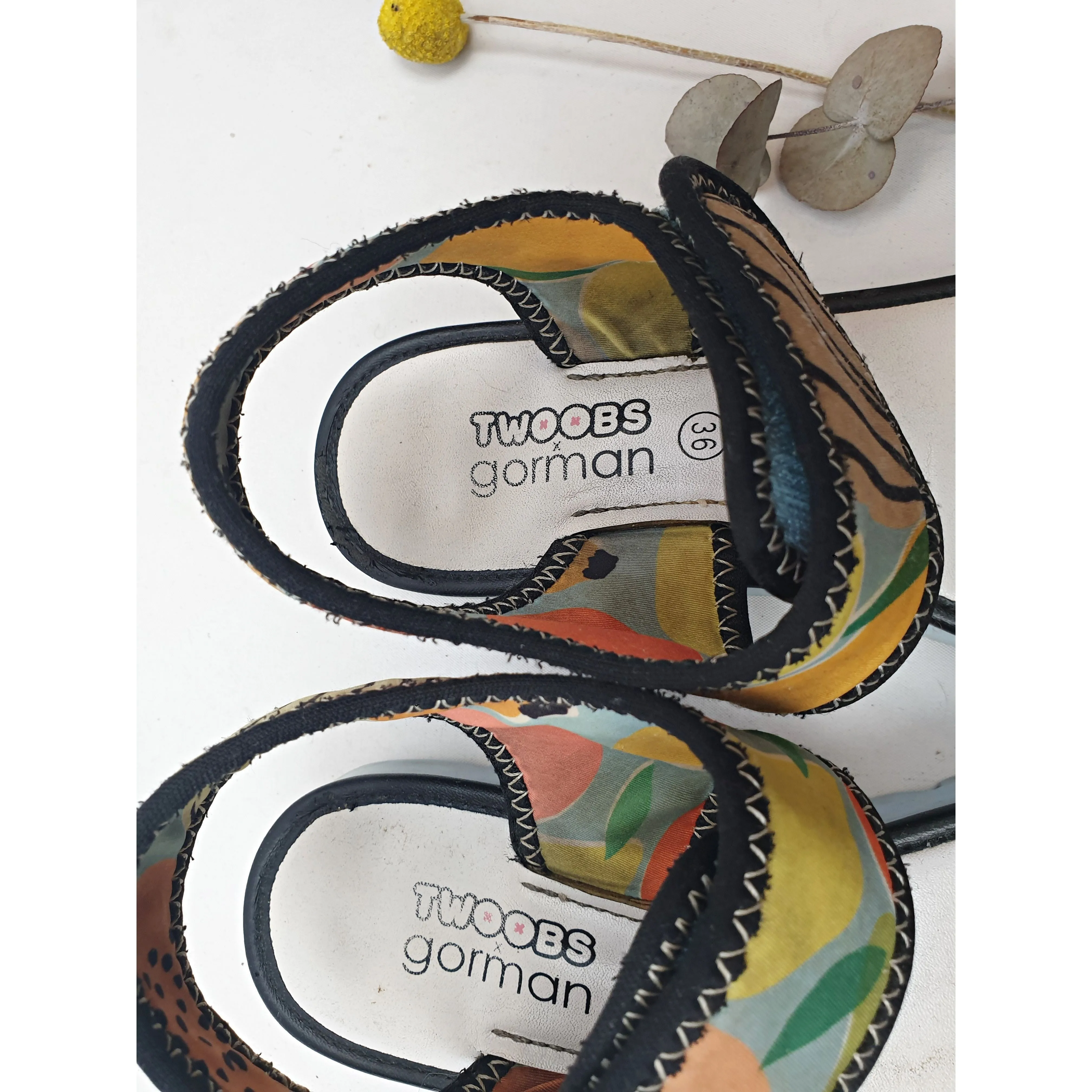 Twoobs x Gorman fabulous fruit print non-leather velcro strap shoes size 36