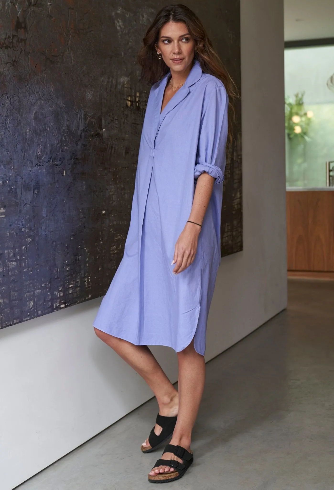 UPCYCLED - Blue Cotton Short Shirt Dress - Sale