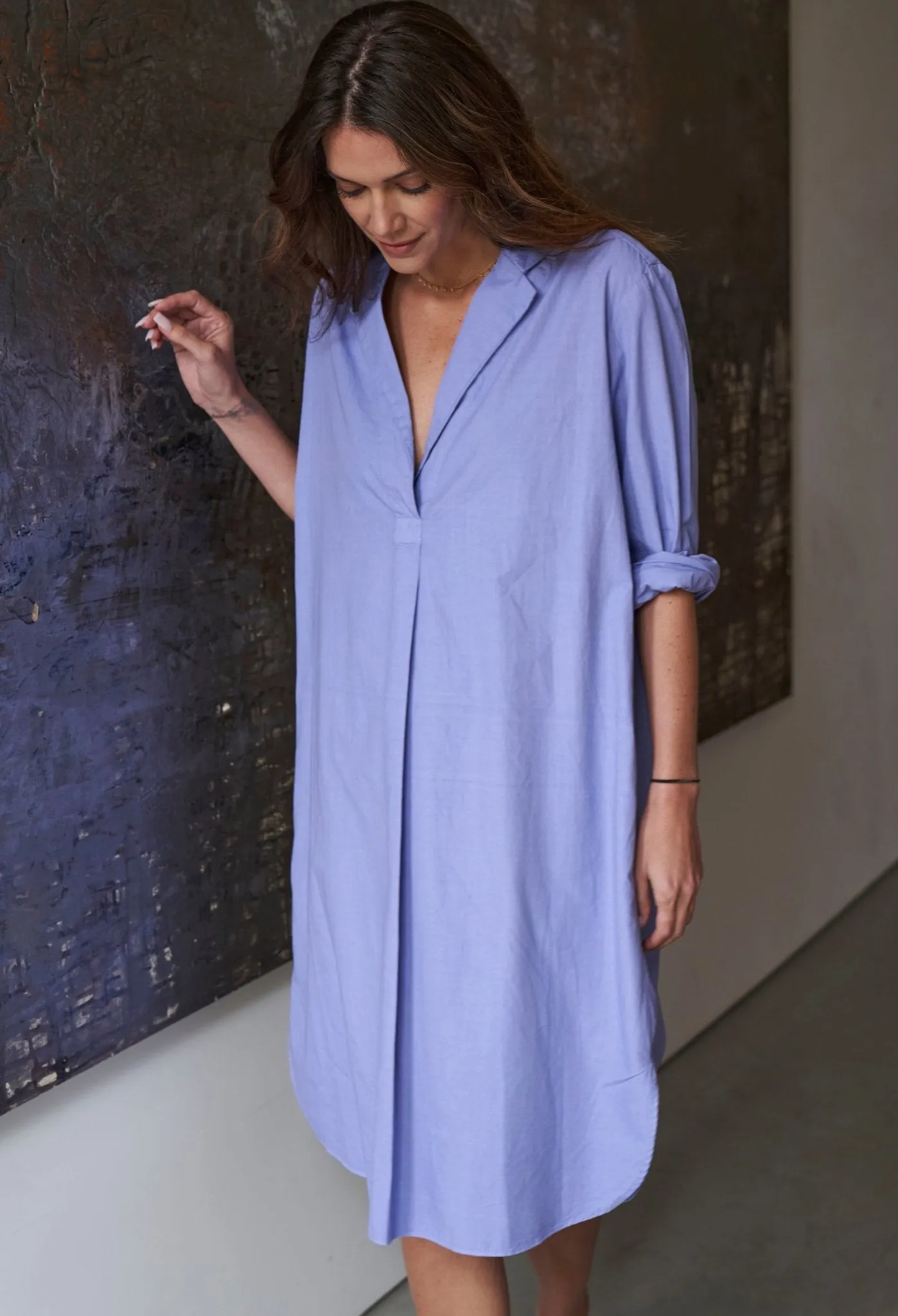 UPCYCLED - Blue Cotton Short Shirt Dress - Sale