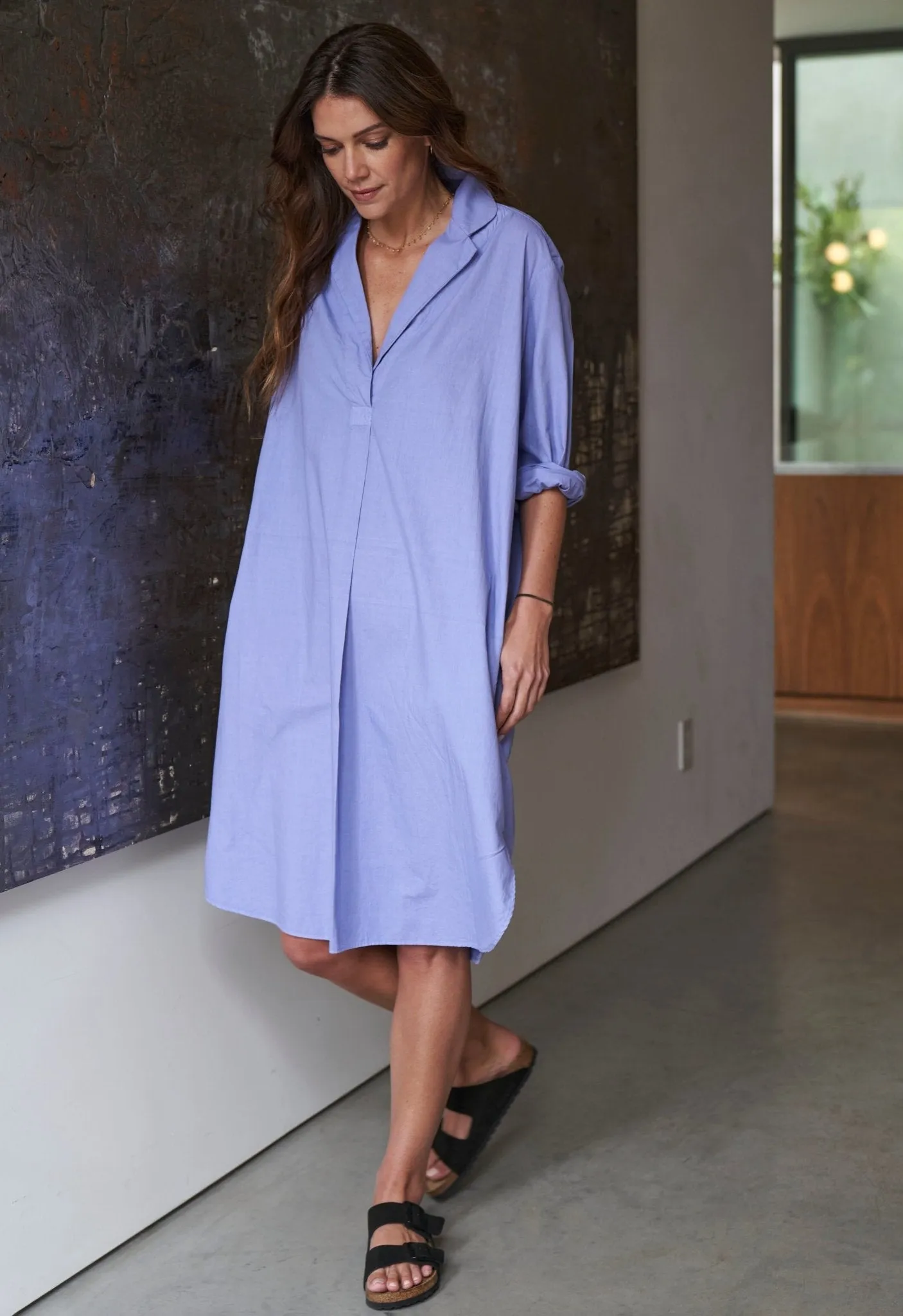 UPCYCLED - Blue Cotton Short Shirt Dress - Sale