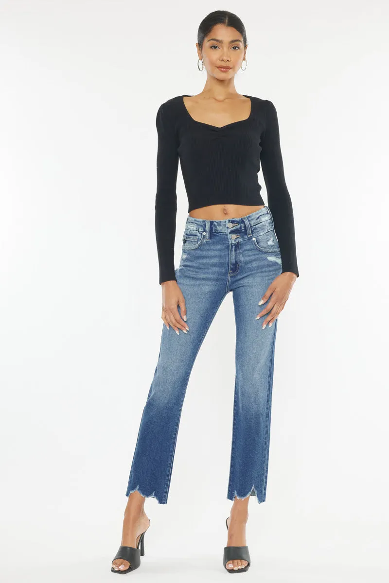 Walnut High Rise Slim Straight Leg Jeans