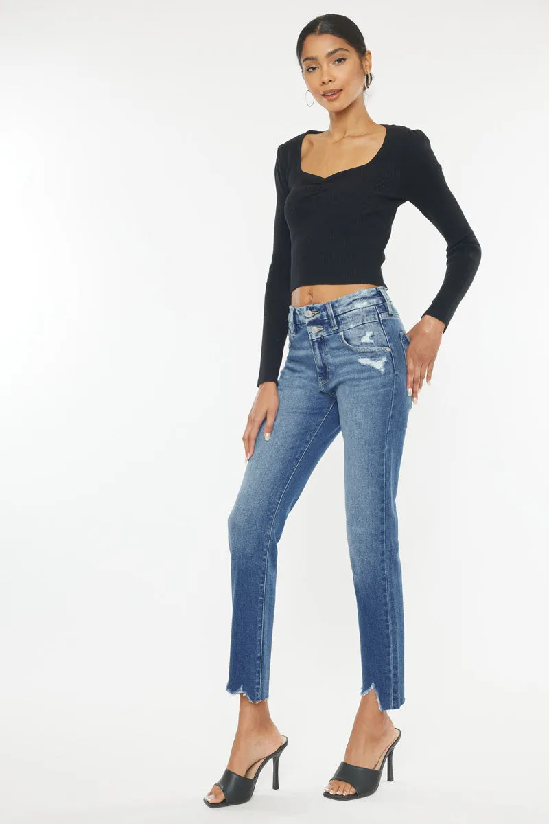 Walnut High Rise Slim Straight Leg Jeans