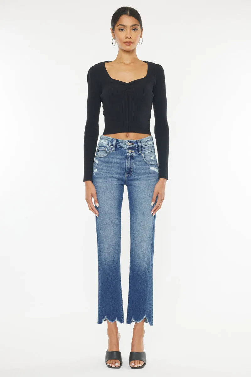 Walnut High Rise Slim Straight Leg Jeans