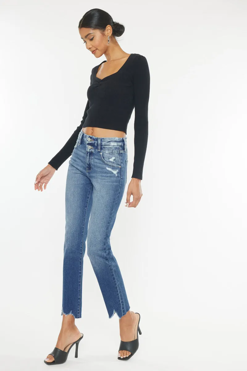 Walnut High Rise Slim Straight Leg Jeans