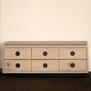 Wood and Felt Bench and Storage | Bank Storage Bench