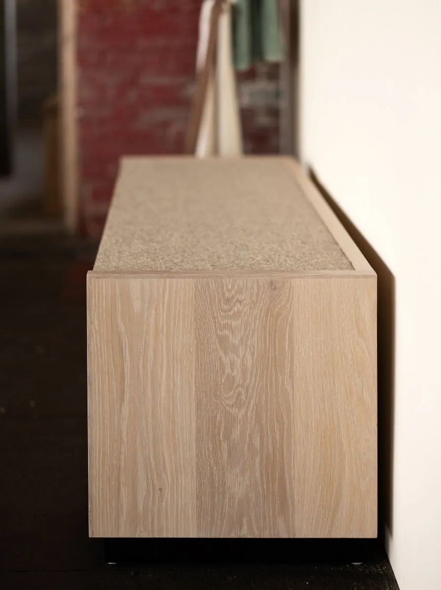 Wood and Felt Bench and Storage | Bank Storage Bench